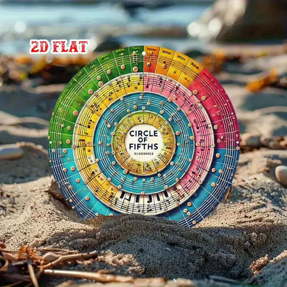 Circle of Fifths Metal Tin Sign 7.8 Inch - Colorful Music Theory Wheel Wall Art, Rustic Aluminum Round Decor for Home, Garage, D - view 3