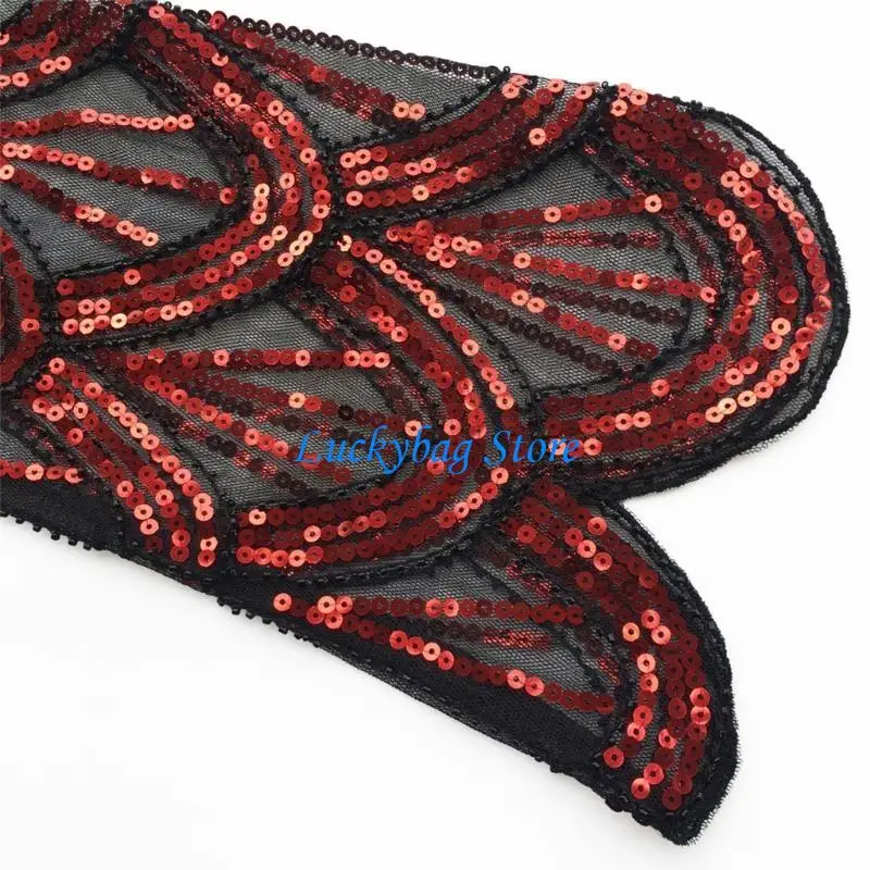 

X7XE Sequins Flapper Shawl Costume Beadwork Accessories for 1920s Theme Party