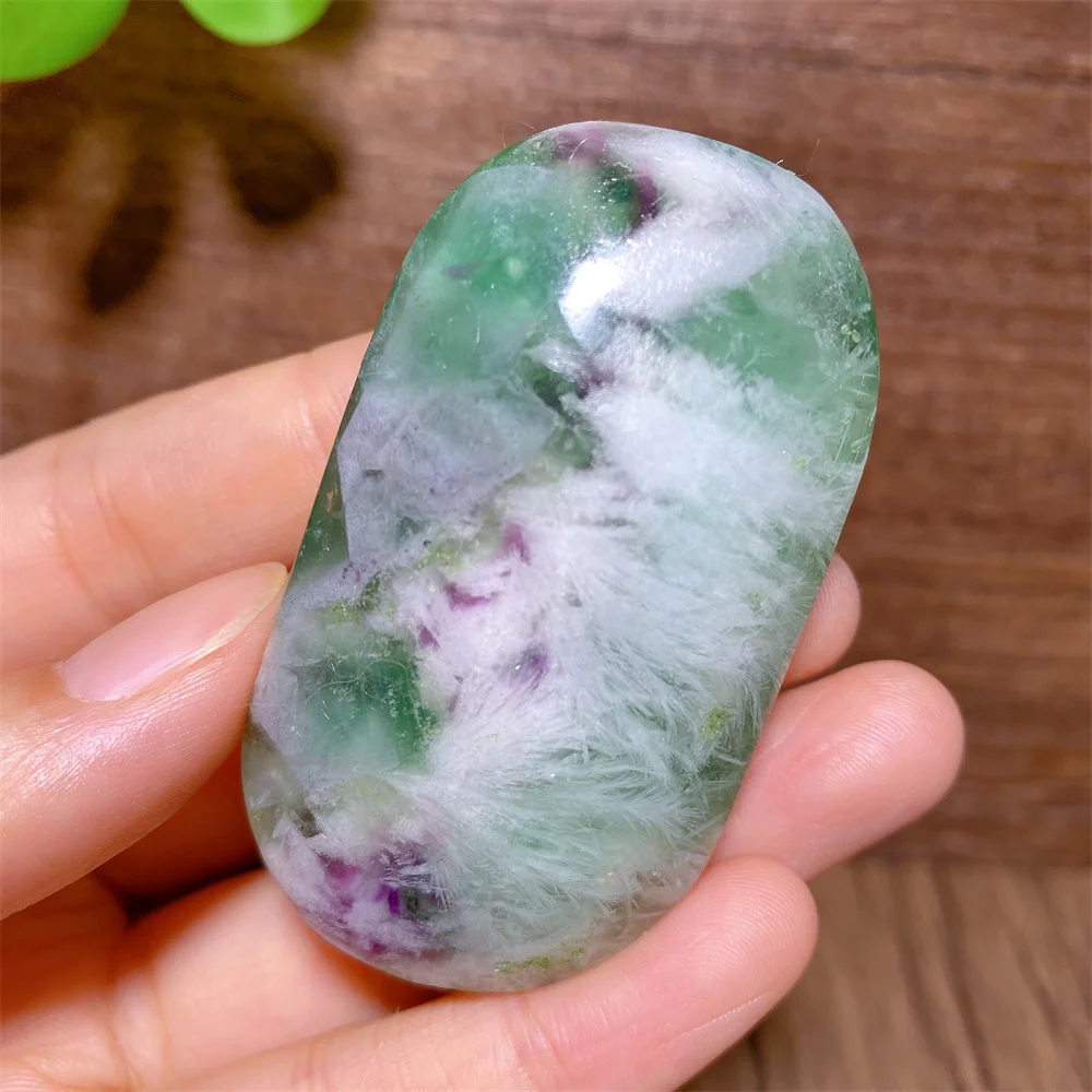 1PC Natural Snowflake Feather Fluorite Palm Crystals Stone Quartz Minerals Home Decoration Reiki Craft Gifts Energy Healing Love