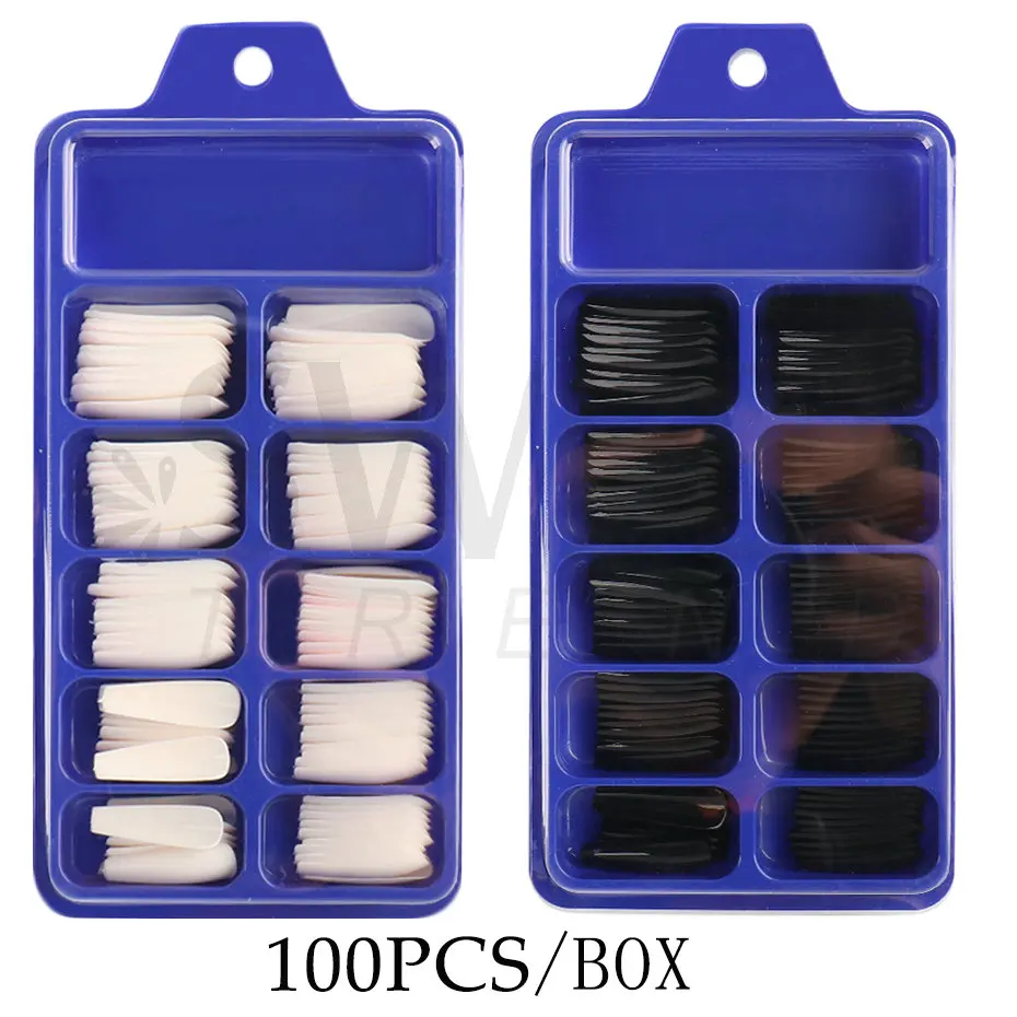 100 Stück künstliche Nägel zum Aufkleben, Acryl-Verlängerung, Coffin-Formen, Nagelspitzen, Gel-Nagellack, Sommer-Kunstnägel-Sets, Werkzeugsets – Detail 10