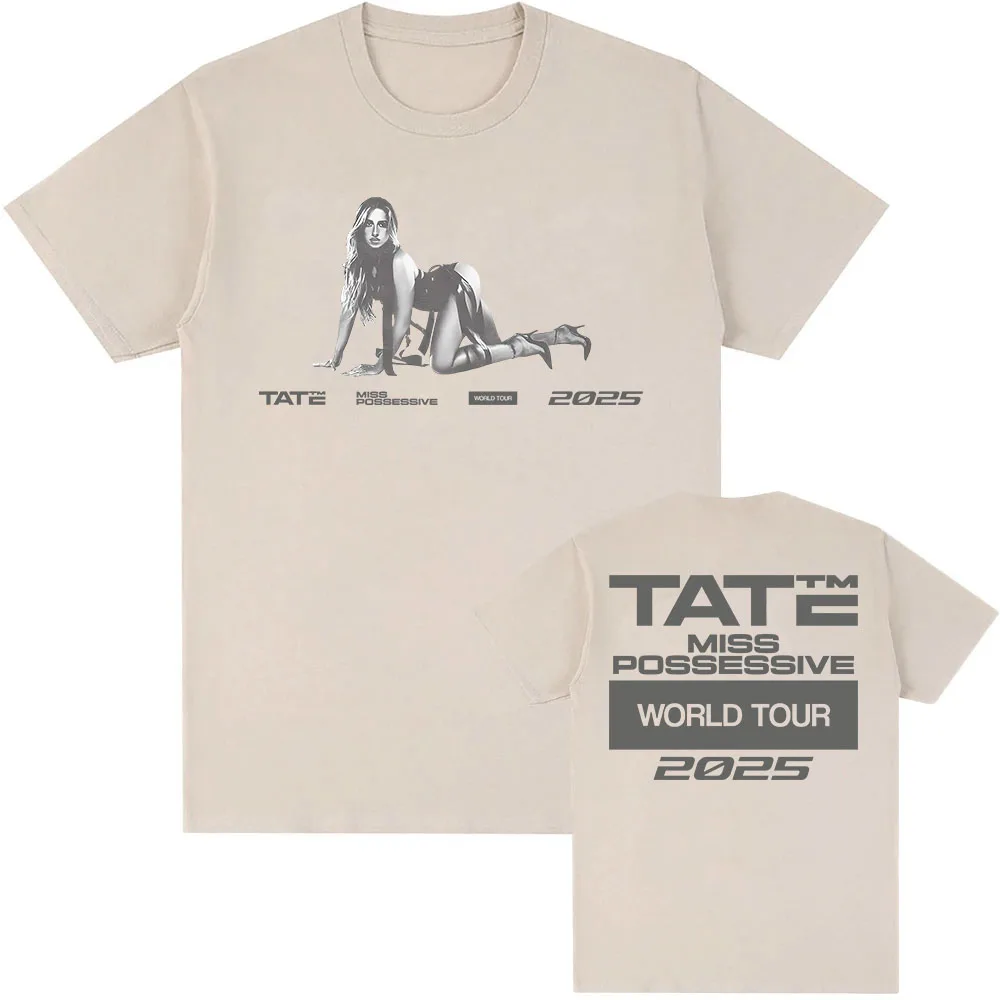 Miss Possessive 2025 World Tour Tee Tate McRae Graphic Printing T-shirt Cotton Short Sleeve Unisex Streetwear Tshirt Men T Shirt