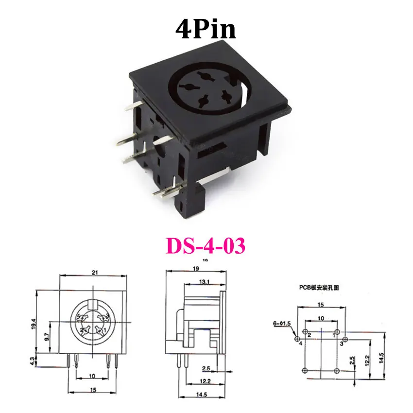 1 stücke S Terminal Audio Video Din Buchse Stecker S-video PCB Mount 3/4/5/6/8/9Pin Silber Ton PS2 Rund DIN Micro Jack – Detail 7