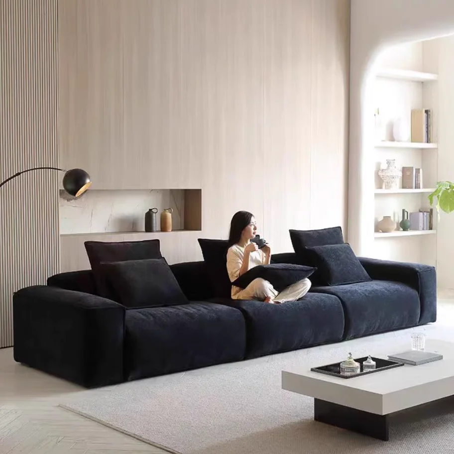 Italian modern style 3 4 5 6 7 seats black sofa fabric chenille set suitable for large, medium and small apartments