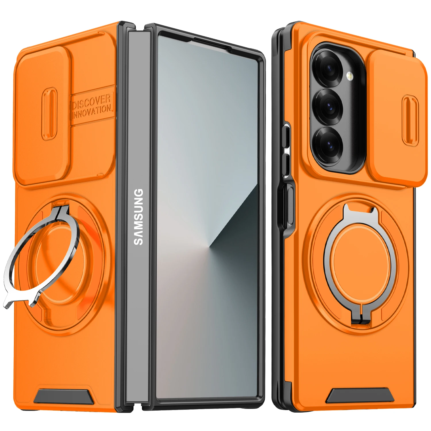 For Samsung Galaxy Z Fold 8 7 6 5 Case Magnetic Charging Ring Holder Folding Protective Lens Slide Cover S26 Ultra S25 S24