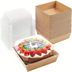 Disposable Party Tableware 50pc Charcuterie Boxes with Clear Lids Mini Cake Containers Square Dessert Boxes with Window