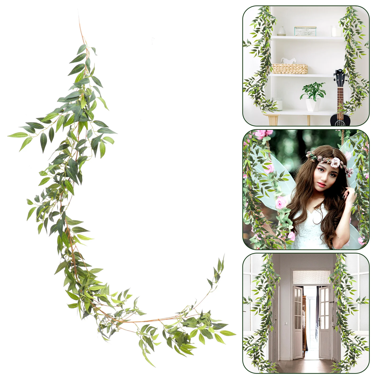 

Decoration Green Rattan Artificial Plants Outdoor Fake Vines Faux Flower Garland