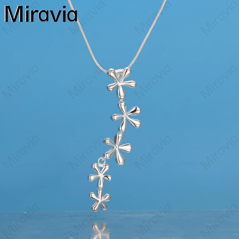 

Miravia 925 Sterling Silver Five Flowers Long Pendant Necklace Women's Exquisite Cute Wedding Party Jewelry