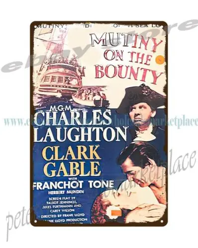 1935 MUTINY ON THE MOUNTY drama film metal tin sign apartment decorating