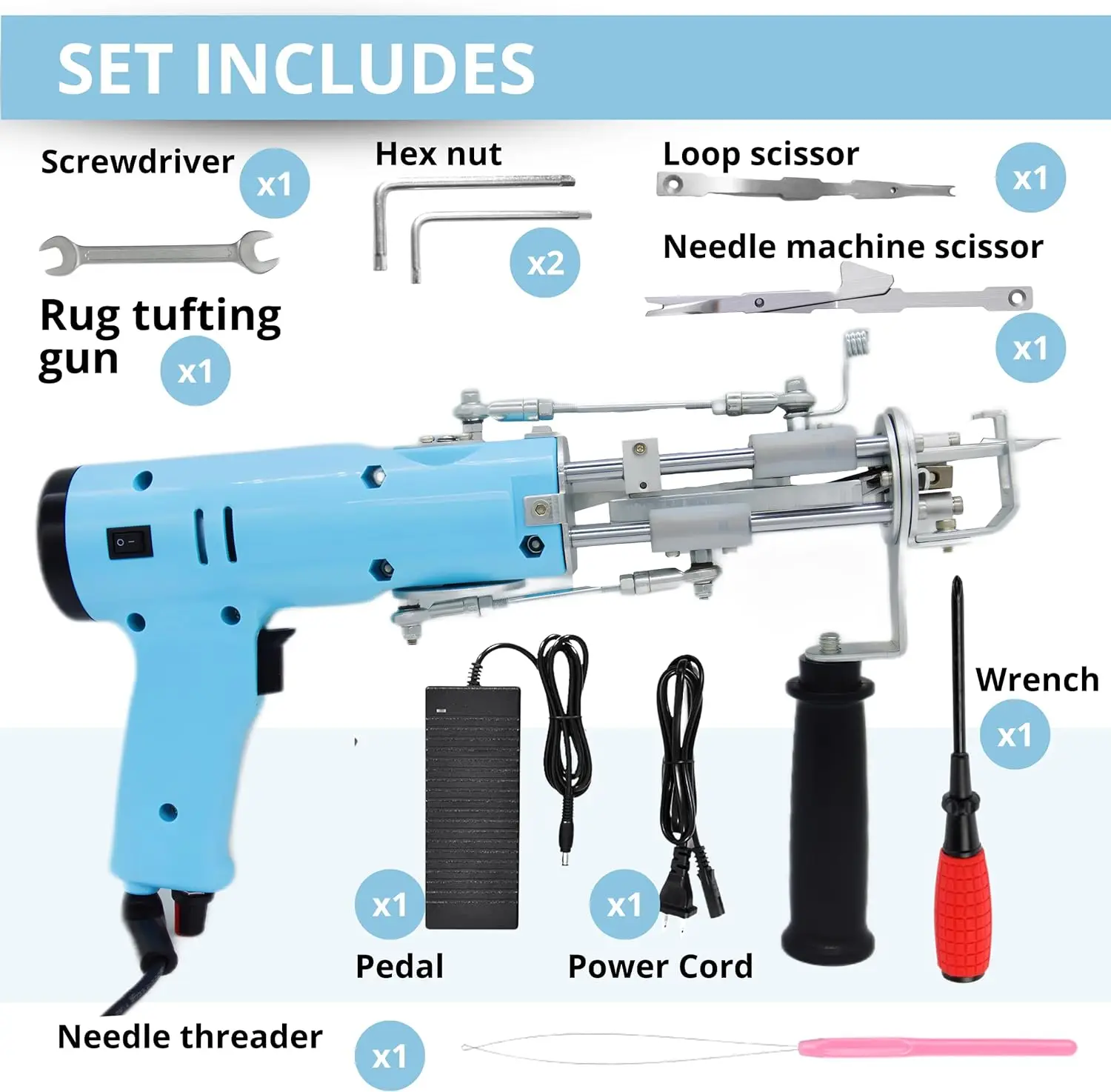 Factory Hot Sale Rug Tufting Gun 2 in 1 Cut and Loop Pile Tufting Gun Electric Carpet Rug Making Starter Kit for Cat Mat Making