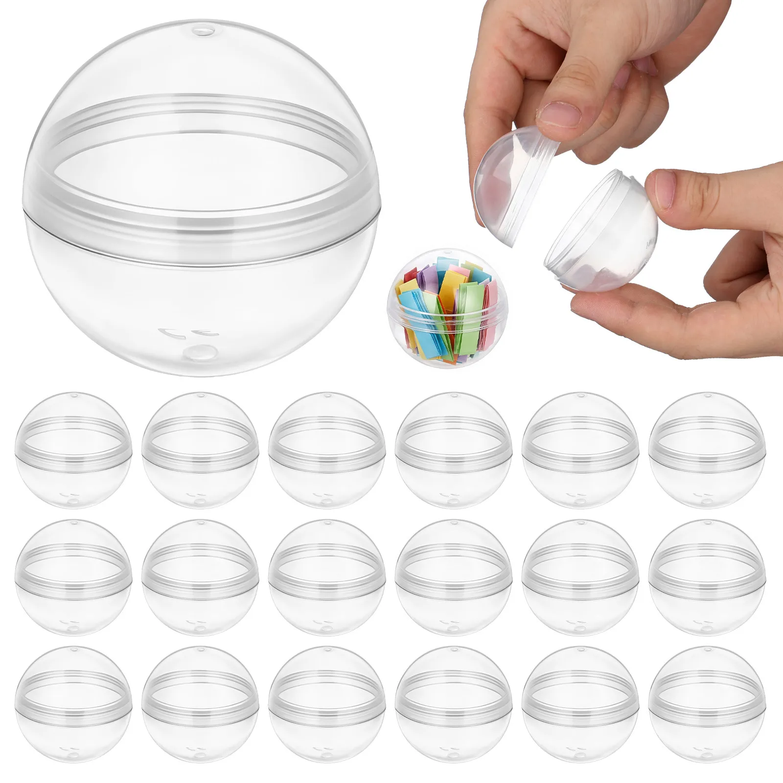 50/100PCS Twisted Balls Christmas Round Clear Fillable Grab Balls Vending Machine Clear Ball Gumball Size Empty Balls Craft