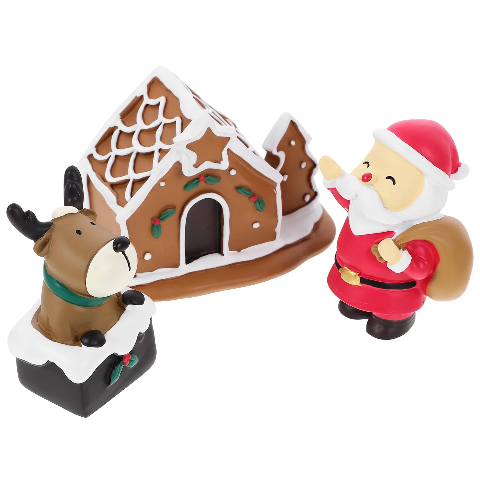 

3 Pcs Christmas Ornaments Xmas Tree Decorations Tabletop Mini Statues Miniature Decorate Resin Figures Figurines Elder Tiny