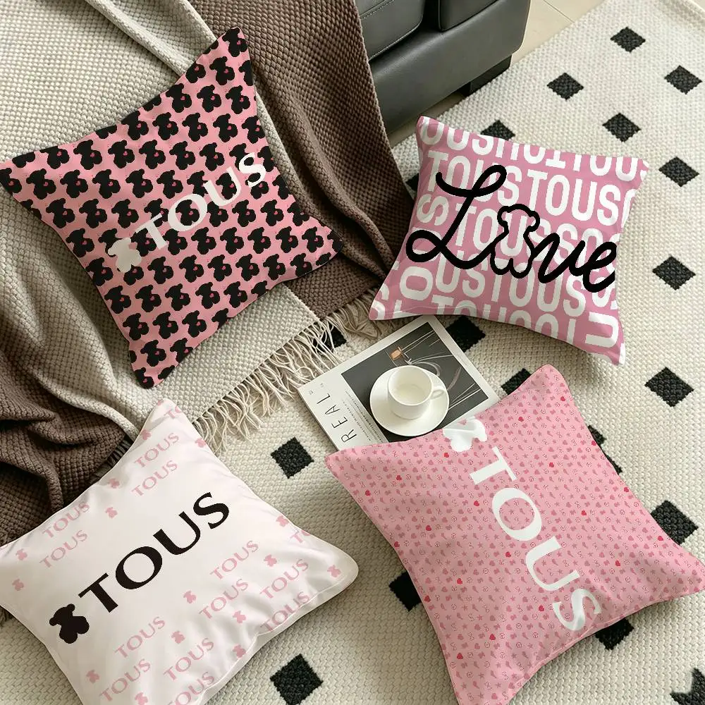 Cute T-TOUSes Bear Cushion Cover Car Throw Pillow Case For Sofa Car Christmas Gift 40x40cm 45x45cm