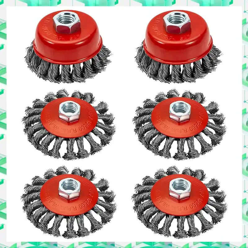 

FIZP 6 упаковок 4-дюймовых проволочных колес для угловой шлифовальной машины, 3-дюймовая проволочная щетка для угловой шлифовальной машины 4 1/2, для удаления ржавчины, краски и т. д.