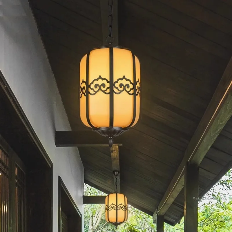 

GHJUYIOL GHJUYIOL New Chinese style outdoor courtyard pavilion waterproof lantern hanging lamp outdoor villa imitation ancient y