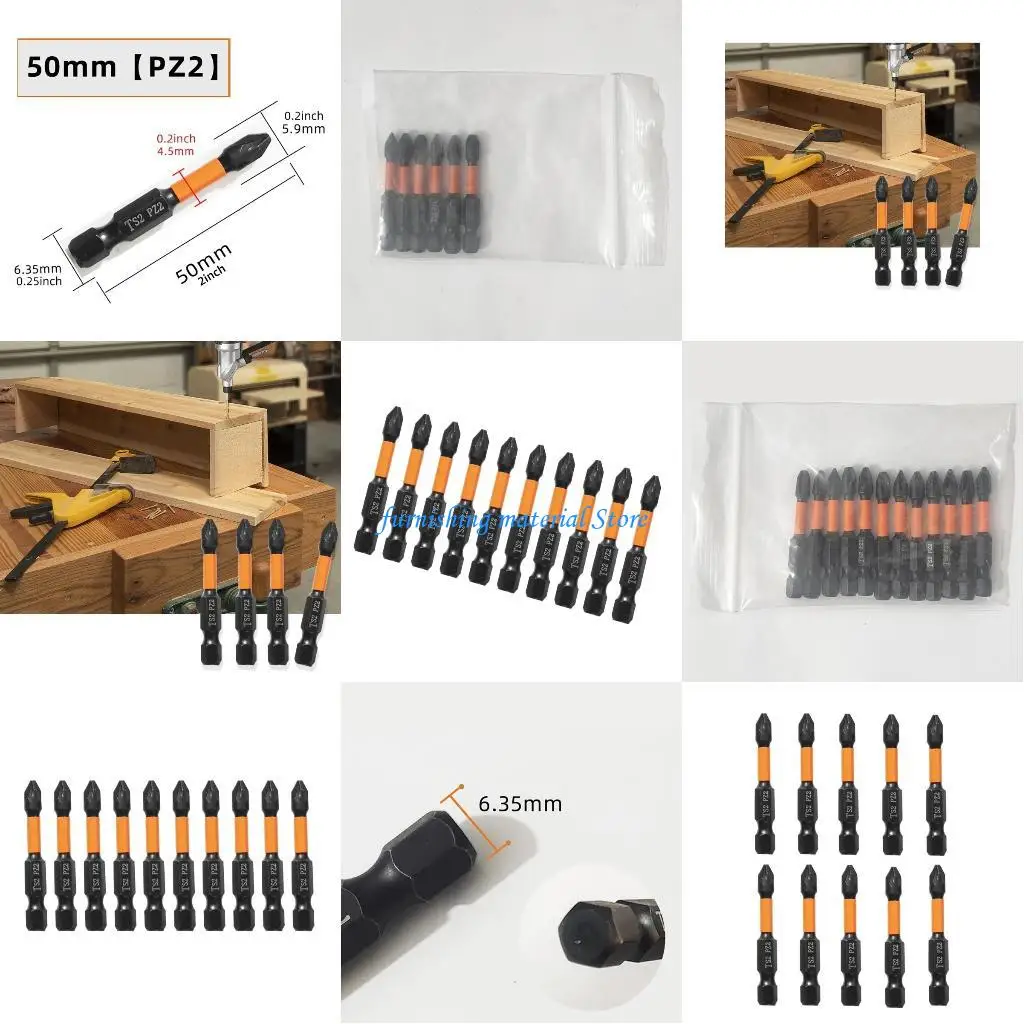 

Y5GD 10Pcs Impact Screwdriver Bit Set Antislip Screw Extractor Crossing