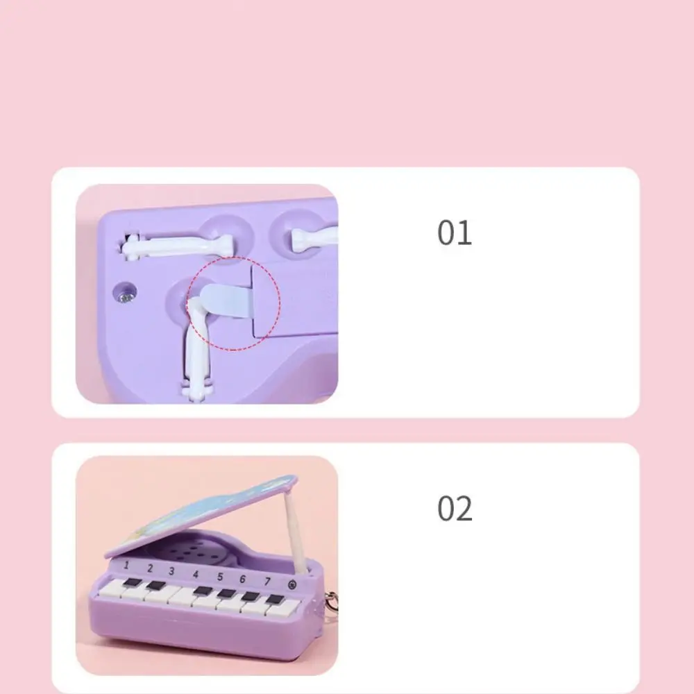 Solid Color Mini Electronic Piano Keychain Vertical Rabbit Mini Piano Key Pendant Audible Lovely