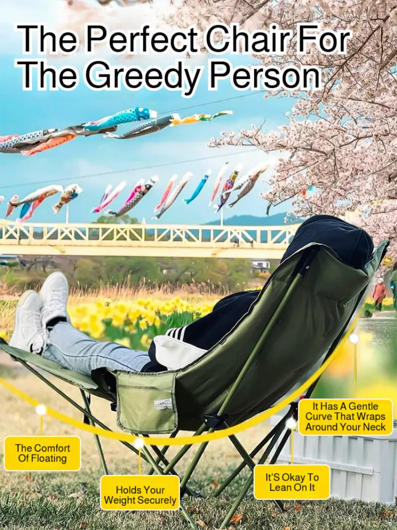 Portable Folding Chair Raised Chair Stool Adjustable Lunch Break Backrest Moon Chair Outdoor Picnic Beach Camping Fishing Lounge image 5