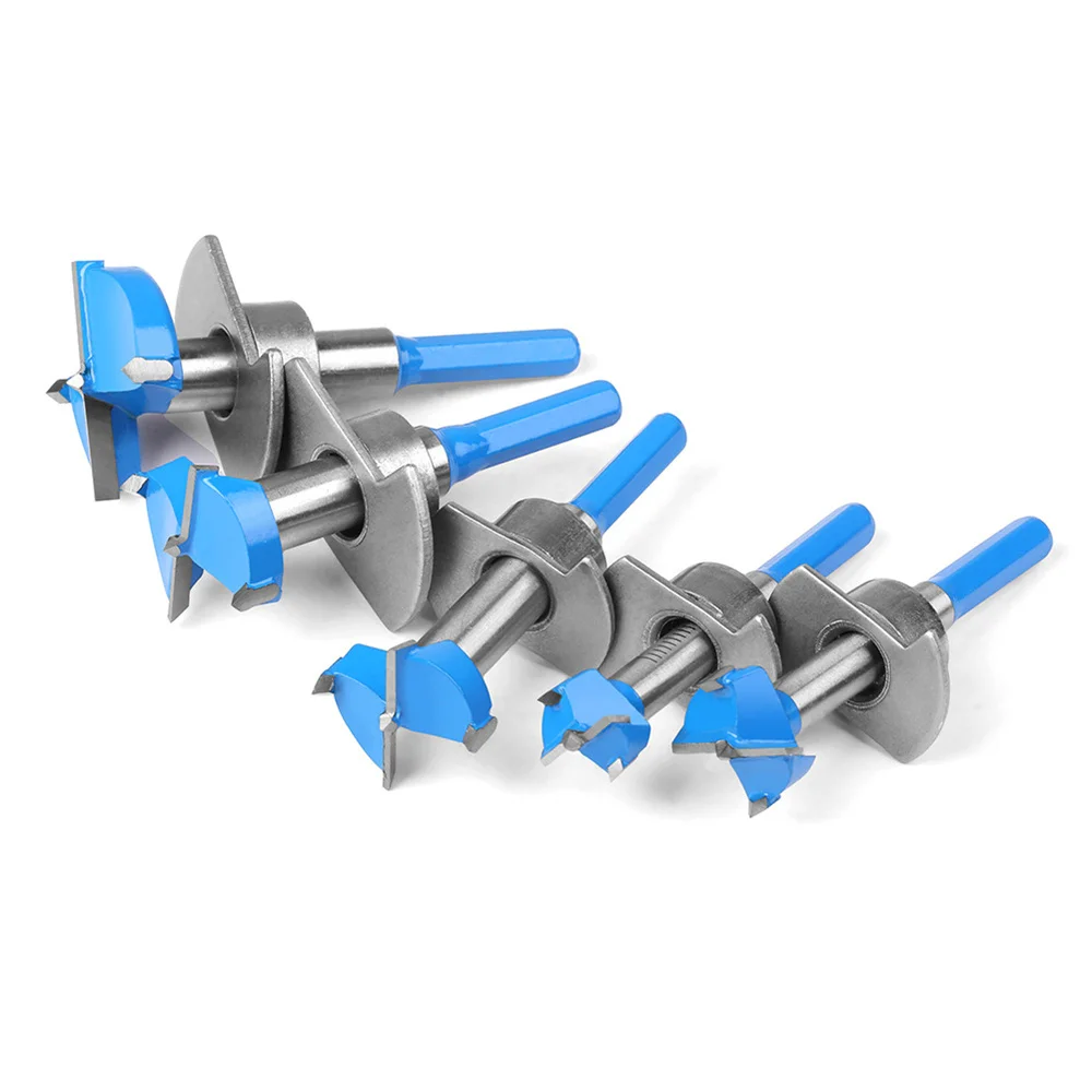 5PCS Hex Shank Hinge Boring Forstner Drill Bit Set Countersink Bit 15-35mm Cutting Diameter Hole Opener Hinge Hole Cutter