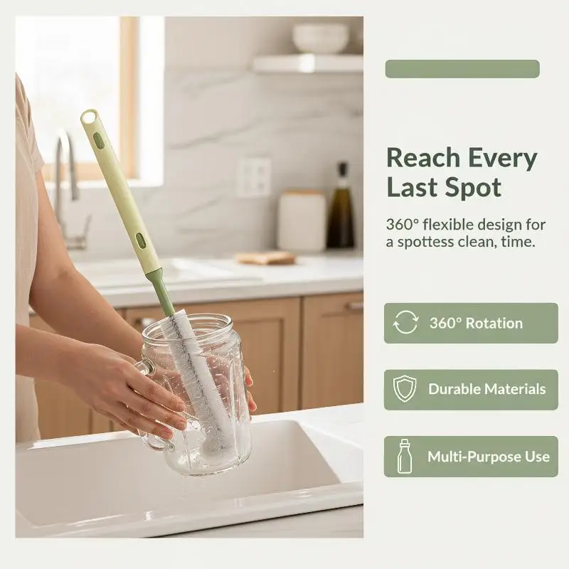 Baby Feeding Bottle Brush 1Pc Scalable Long Handle Soft Bristle Food Grade Cup Scrubber for Kitchen Glass Mug Water Bottle
