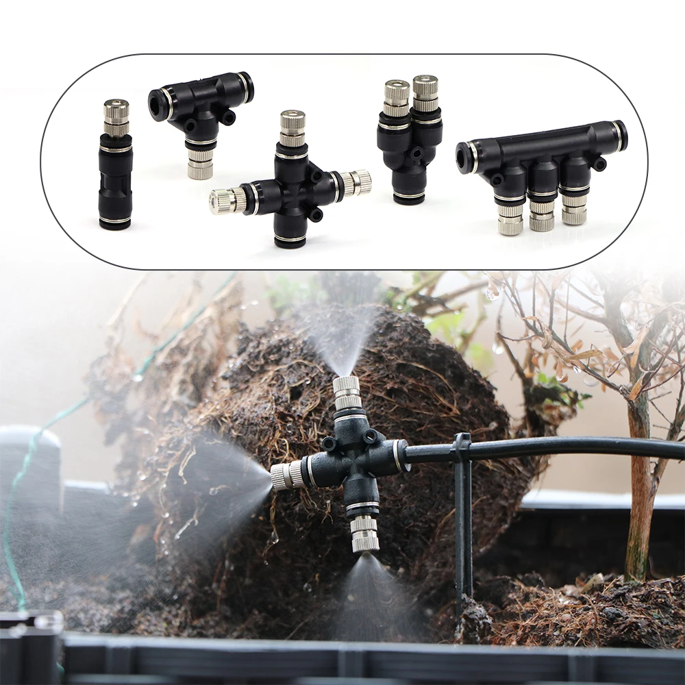 5pcs 0.15-0.8mm Low-pressure Misting Nozzle Fine Atomization Sprayer with Quick Insert Slip Lock Garden Irrigation Accessories