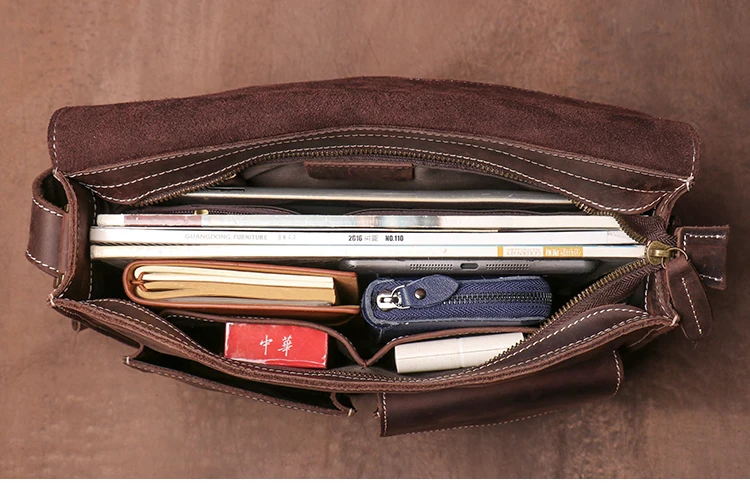 LUOKIR Echte Hohe Qualität Crazy Horse Rindsleder Schulter Umhängetasche Männer Leder Deluxe Sling Messenger Tasche Für 12,9 Zoll IPad – Detail 21