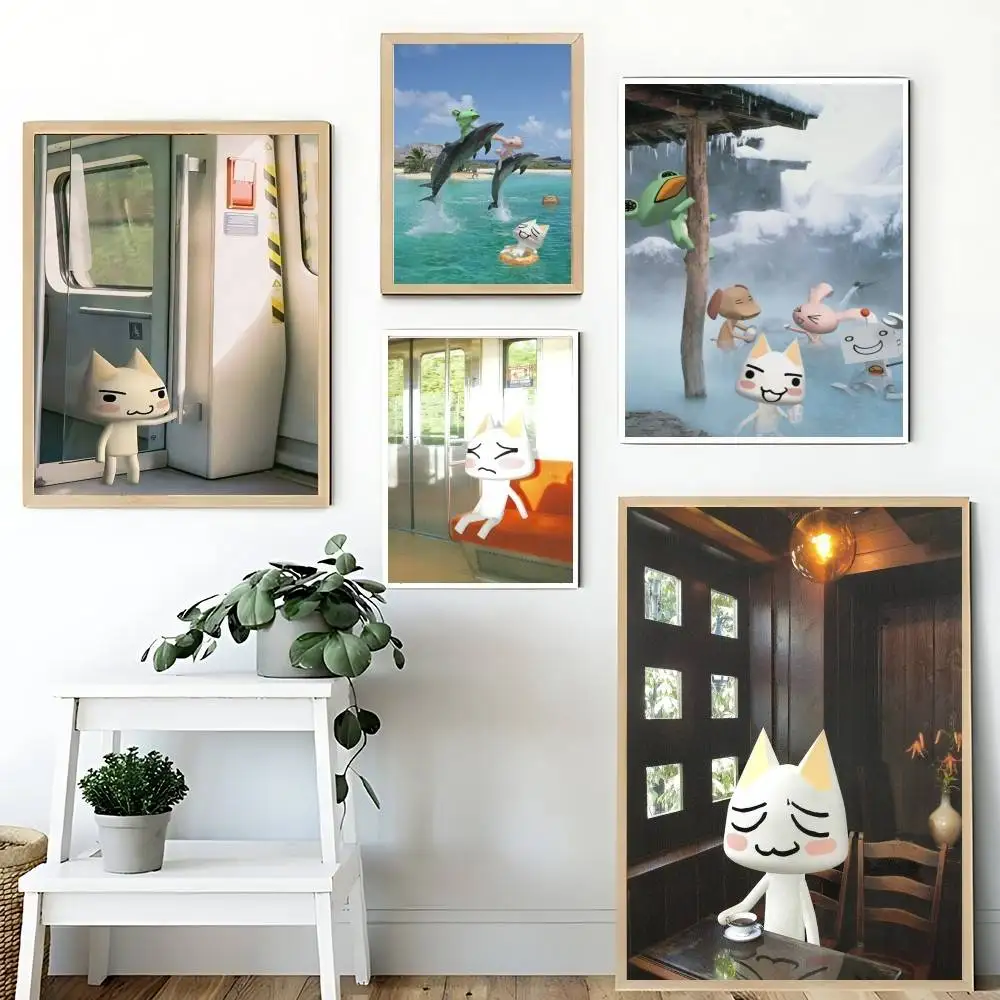 CUTE Cat Poster Canvas Painting For Living Room Home Decor Poster Fans Gifts-unframed Poster Waterproof Wall Art Sticker For Ba