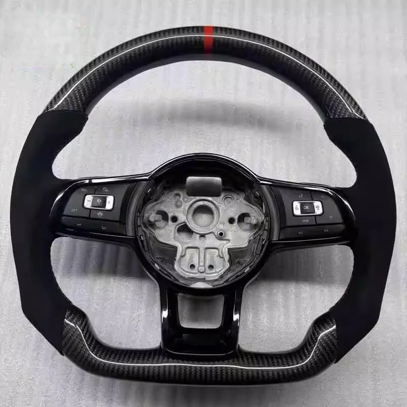 Customm Carbon Fiber RLine Sports Steering Wheel MK6 7 7.5 GTI GTD GTE R Polo Suede Leather Car Accessorie For Volkswage VW Golf