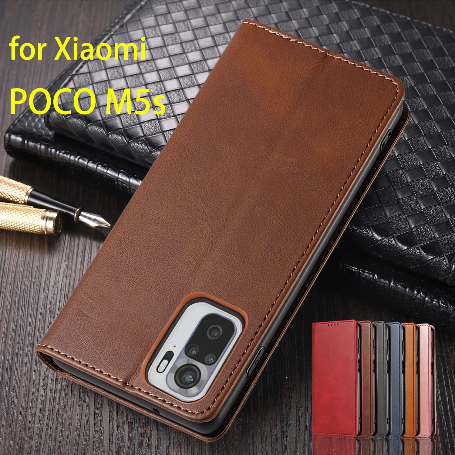 

Кожаный чехол для Xiaomi POCOPHONE POCO M5s, флип-чехол, держатель для карт, кобура с магнитным притяжением, чехол-кошелек, чехол Capa Fundas Coque