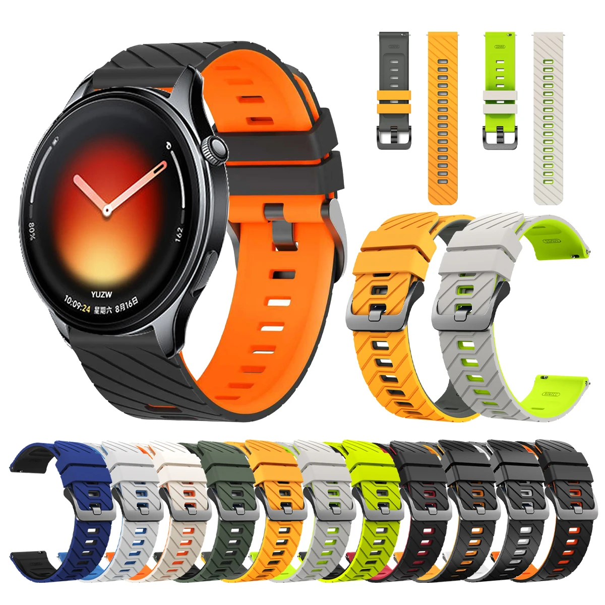 22mm Sport-Silikonarmband für Xiaomi Watch 5/Color 2 Leichtgewichtiges Armband für Mi Watch 2 Pro/Mi S4 S3 S2 S1 Active Handgelenk-Armbänder