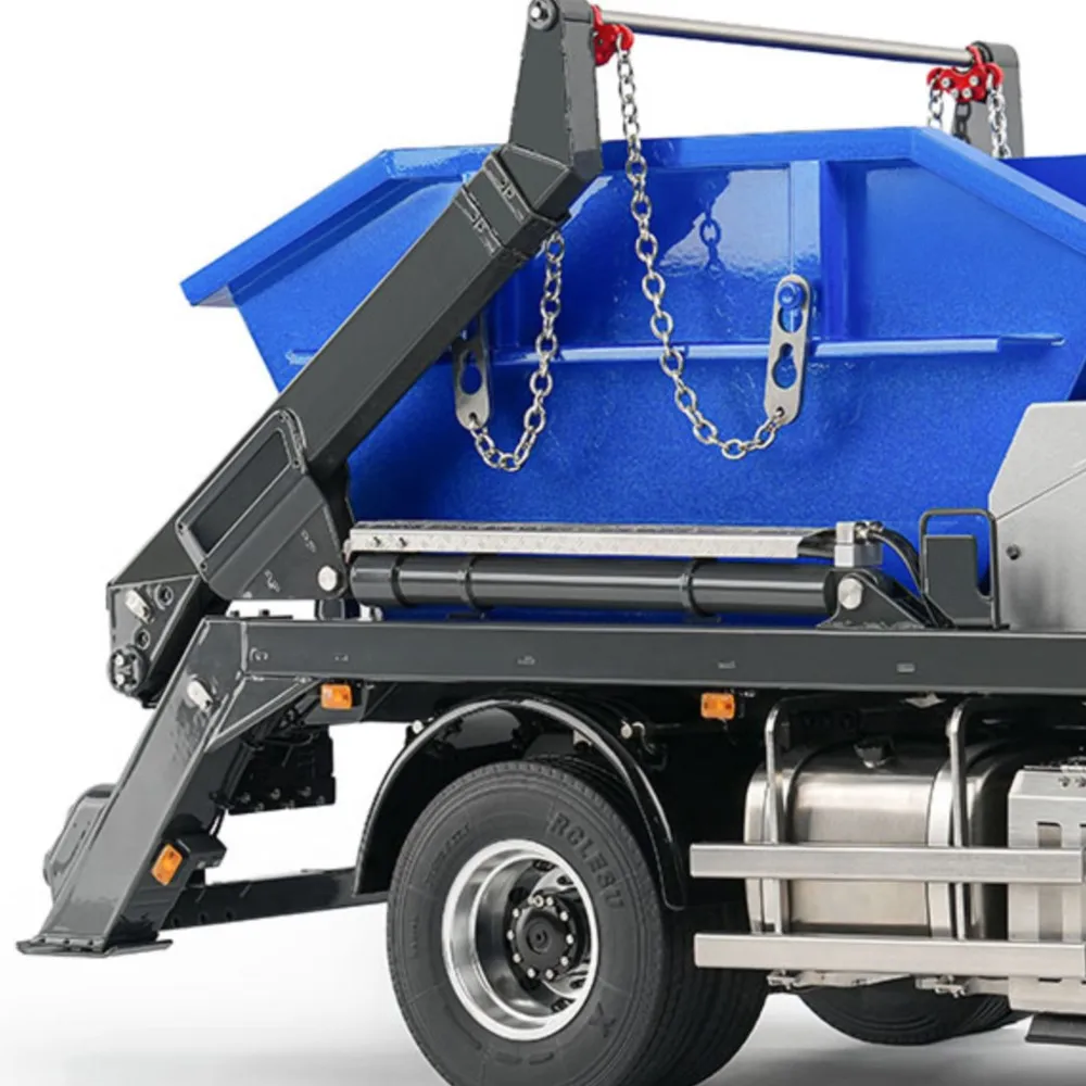

3Speed LESU 4X4 Chassis 1/14 RC Skip Loader 3363 Metal Hydraulic Swing Arm Garbage Dump Truck Light Sound Hub Reduction Axle Car