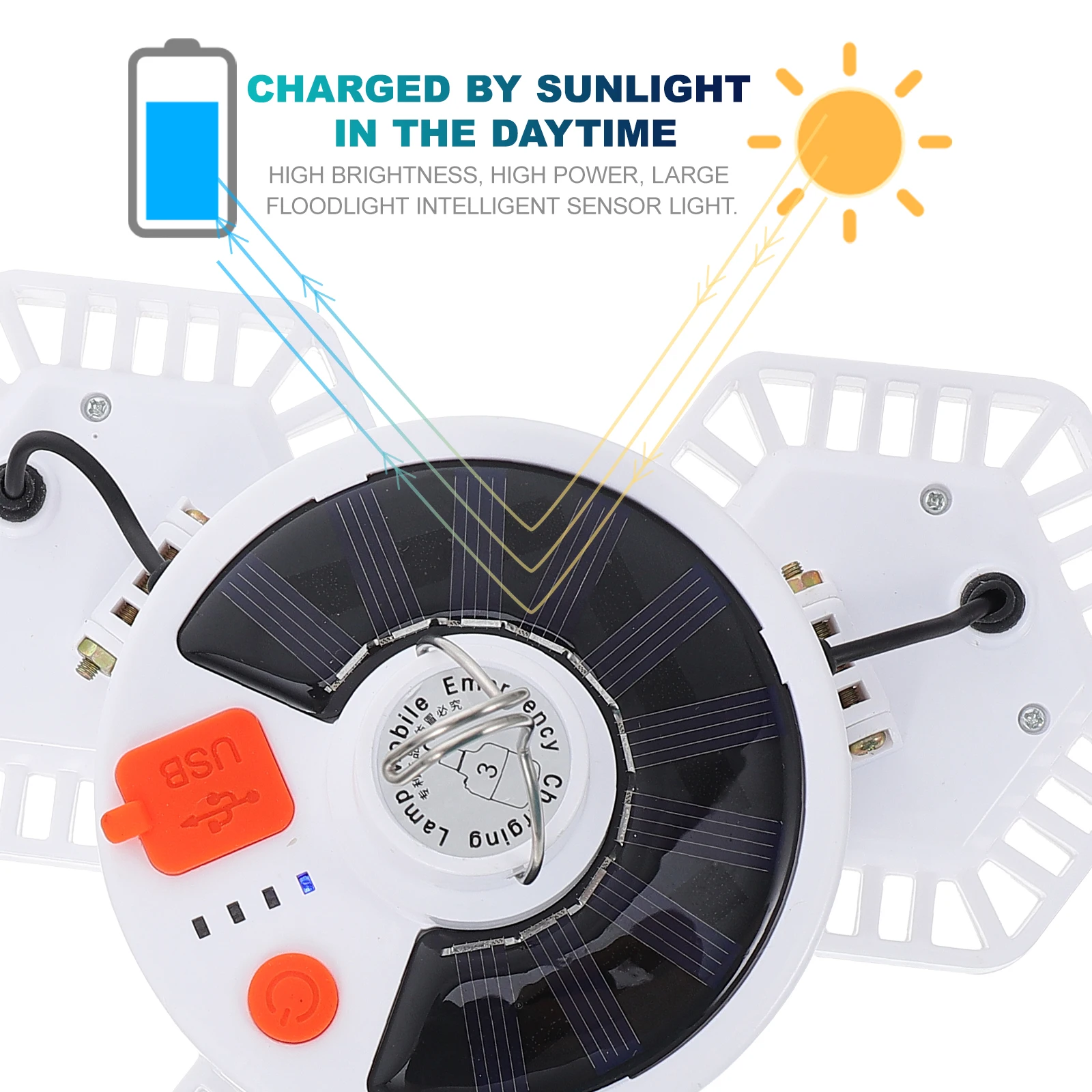 1pc Solar Powered Camping Lamp Outdoor Led Light Emergency Tent Lamp Durable Abs Multifunction Portable Solar Light For Travel