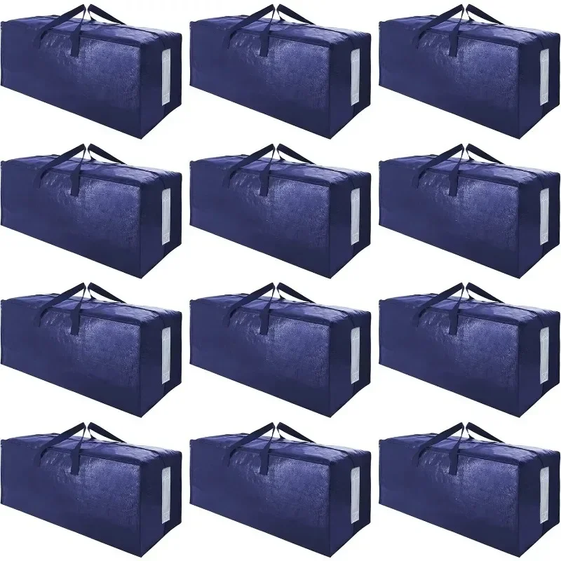 

12 Pack Extra Large Moving Bags with Strong Zippers & Carrying Handles, Heavy Duty Storage Tote for Space