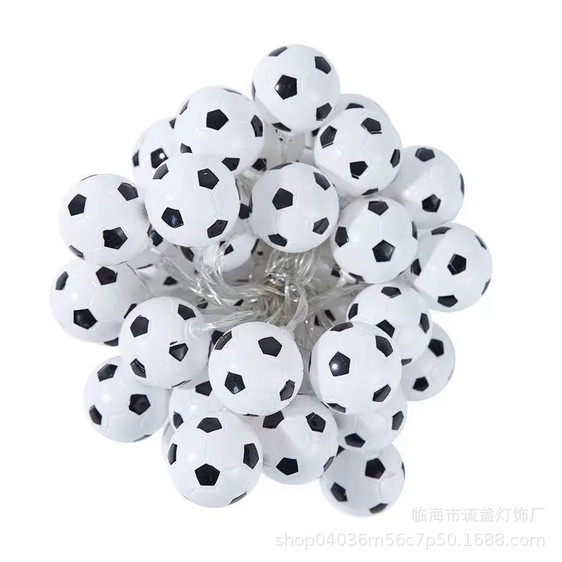 Guirlande lumineuse de football 1,5 m 10 LED, thème football, pour fête DIY, décoration de fête d'anniversaire sur le thème du football, cadeau pour enfants