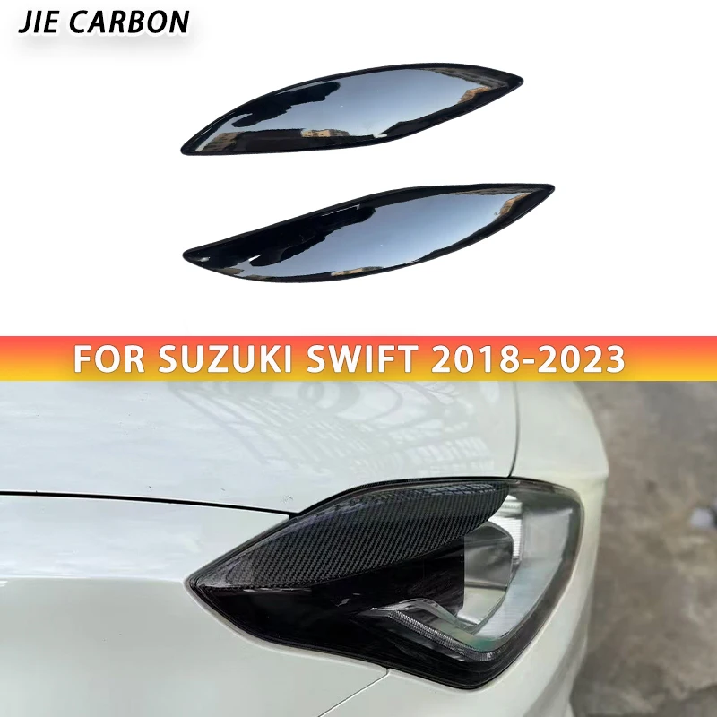 

For Suzuki SWIFT ZC33S 2018-2023 Carbon Fiber Headlight Header Car Front Bumper Headlight Eyebrows Cover Trim Auto Accessories A