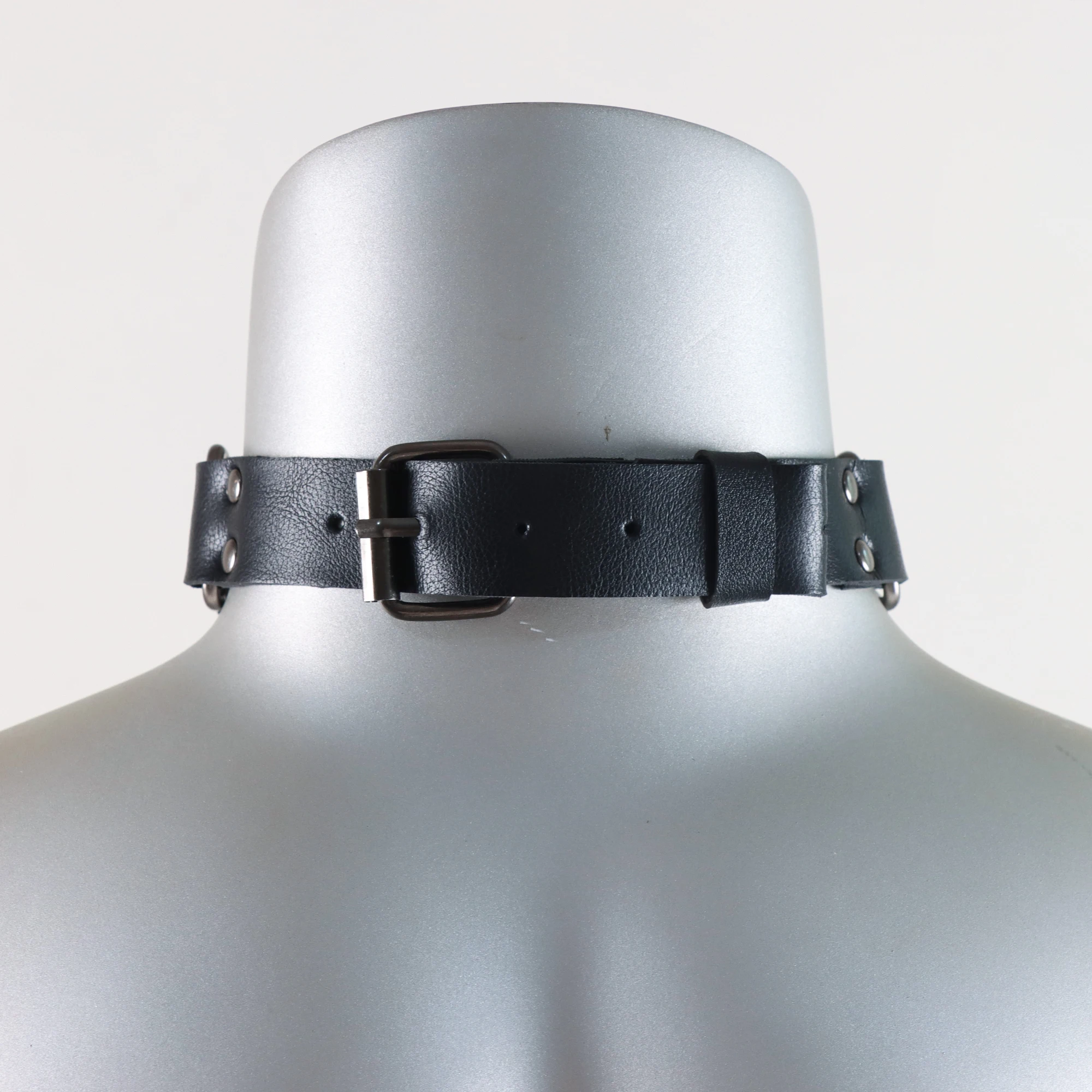 Black Body Harness Metal Leather Necklace Men\'s Role Play Harness Male PU Leather Bondage Suspenders Fetish BDSM Costume