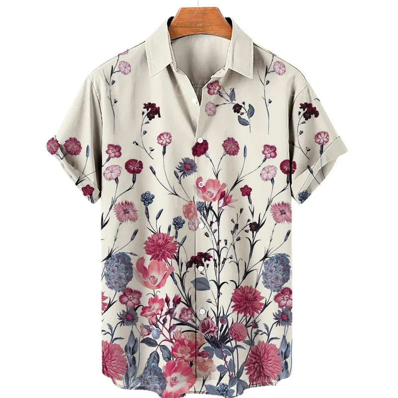 Men'S Floral Shirt Tropic Leaf 3d Print Shirts Men Fashion Hawaiian Shirt Casual Beach Short Sleeve Blouse Men'S Lapel Shirt Boy