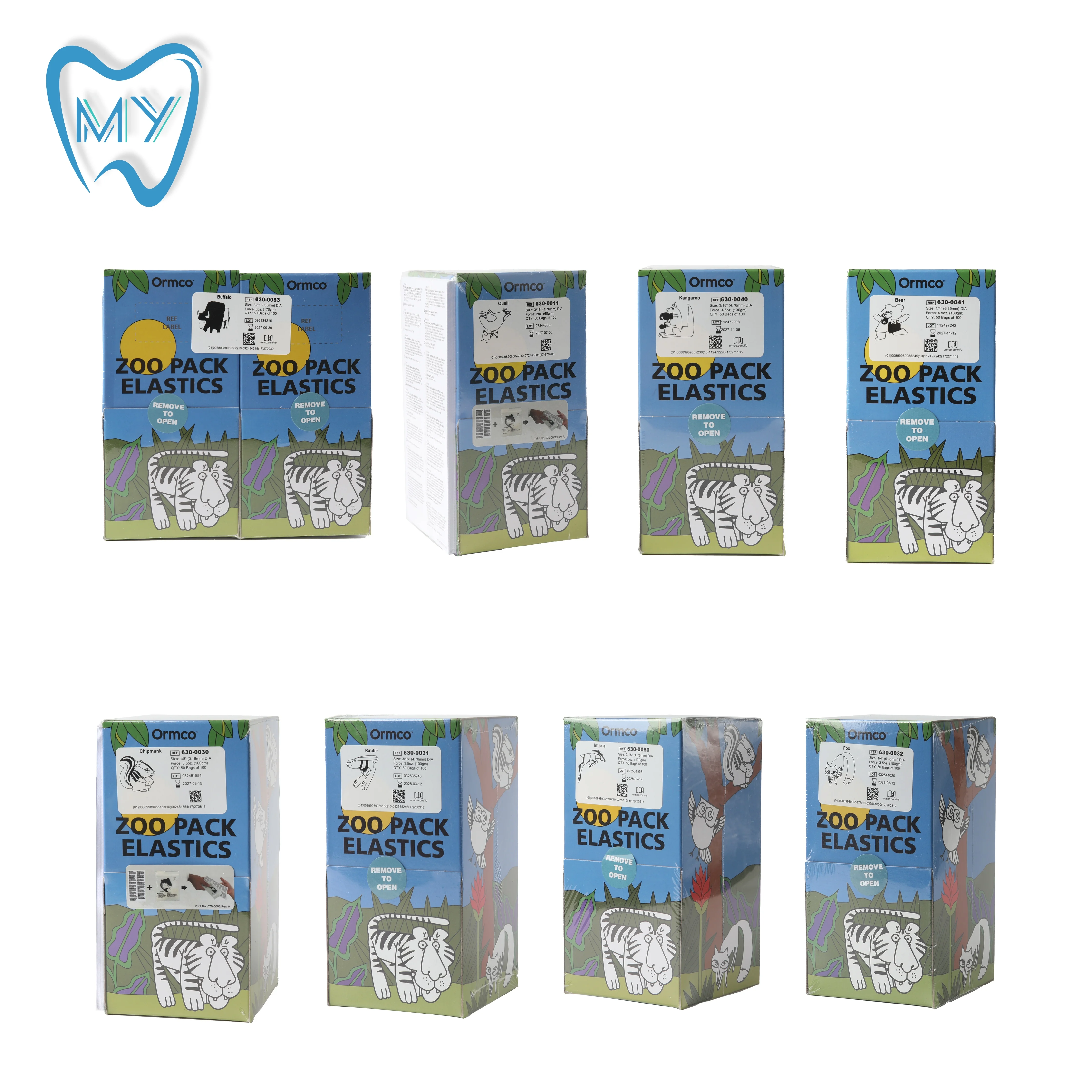 1 Doos Ormco Zoo Pack Elastieken Tandheelkundige Orthodontische Zoo Pack Elastiek Elastiekjes Hoge Kwaliteit Latex Bretels Kracht