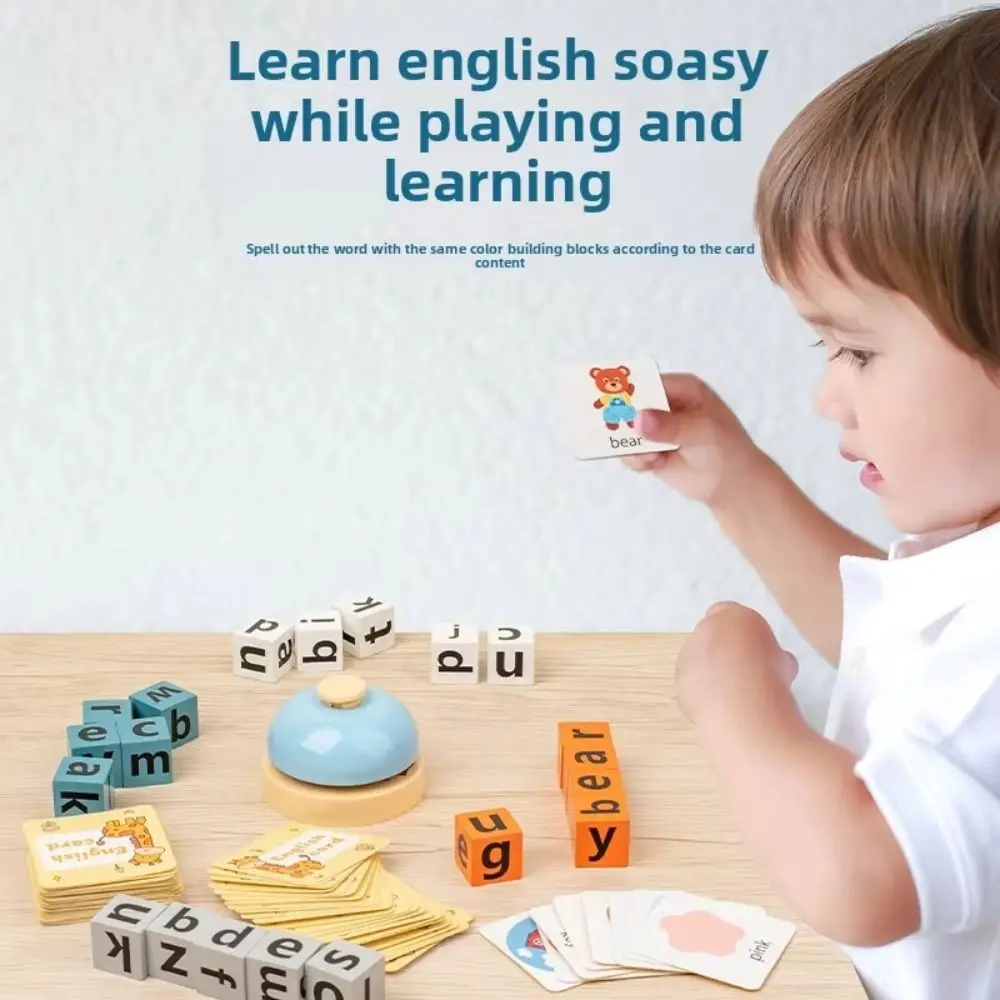 Cartões flash alfabeto jogo de ortografia cartões de aprendizagem do bebê palavras em inglês de madeira cartão correspondência jogo alfabetização flashcards