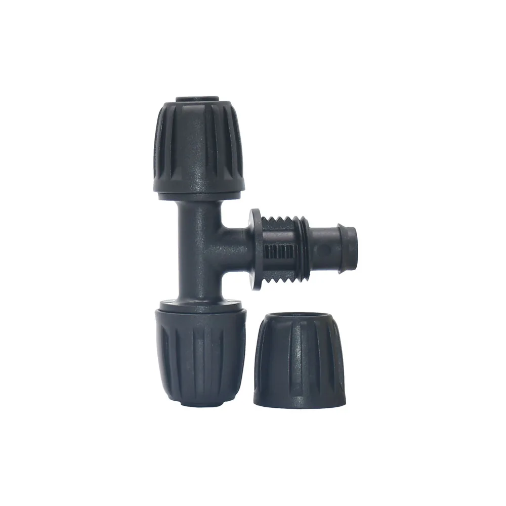 20mm x 16mm 4mm Tee Elbow End Plug Pipe Fitting PE Hose Barb Connecters Reduced water splitter Coupling Lock Nut