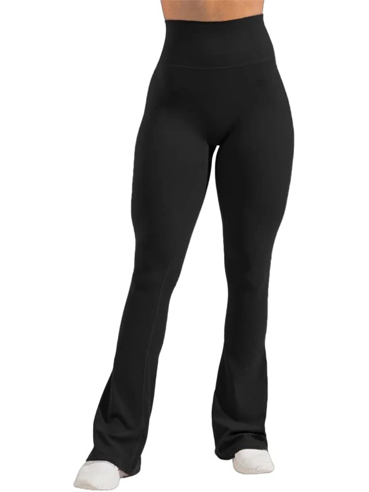 Womens High Waist Flare Athletic Yoga Pants  Butt Lifting Running Workout Bootcut Leggings