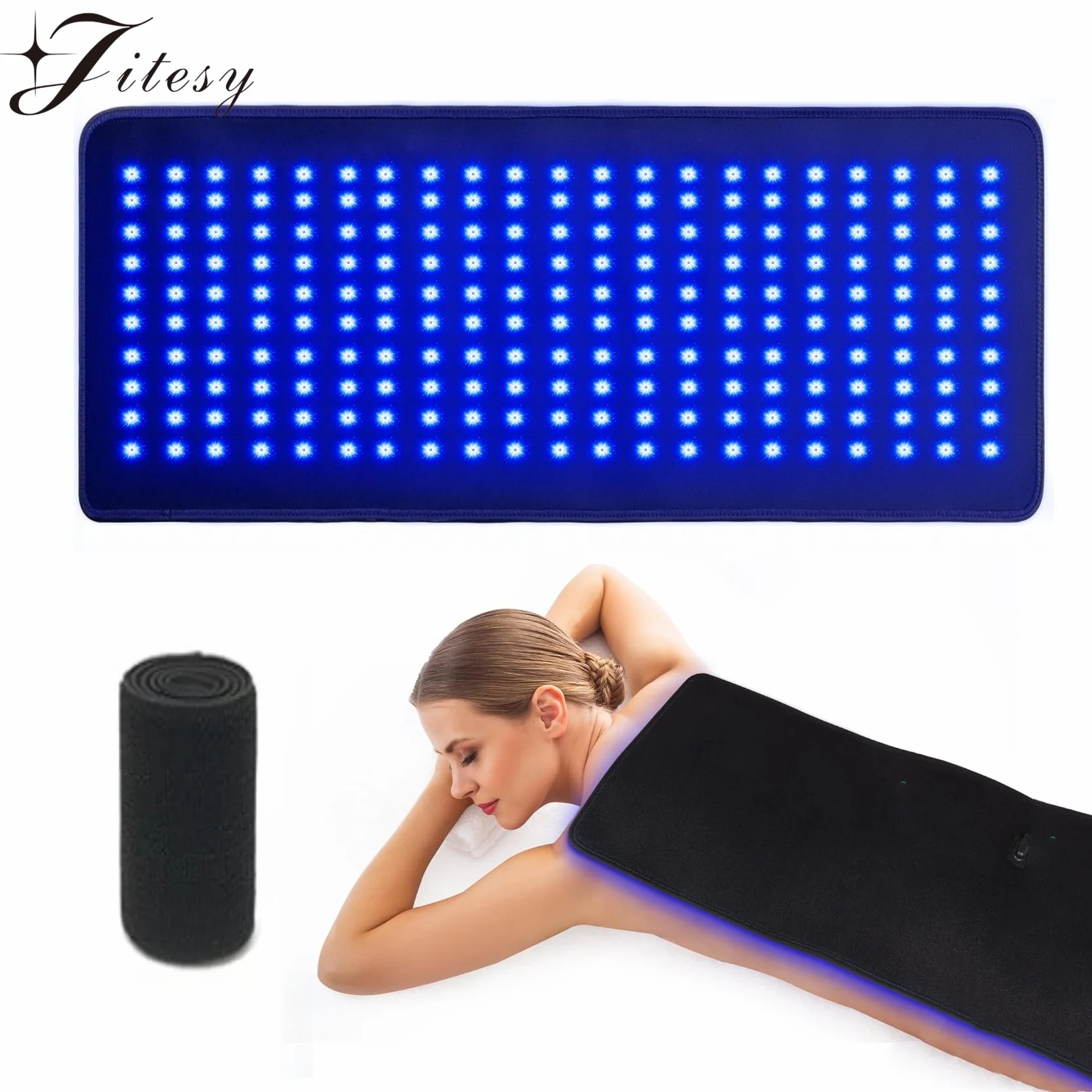 

Tanning Lamp Mat 360 PCS Blue Light Massage Yoga Mat Remote Control 8 Modes&20 Gears 100*40CM Solarium Lamp for TanningSkin Care
