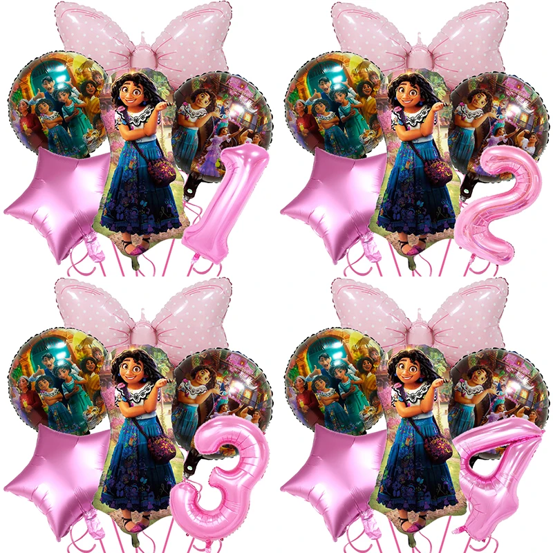 Encanto Foil Balloons Kit Happy Birthday Party Isabella Globlos Cute Bow Lots Baby Shower Mirabel Balloon Party Accessories