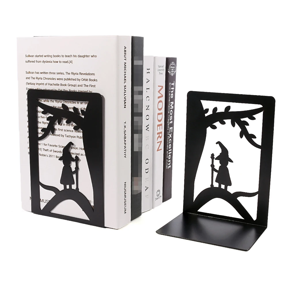 4Pcs Color Elf Baby Book Ends for Shelves Duty Bookend Heavy Book Iron Stand Shelf Book rack Stand Iron Home Desk Stationery