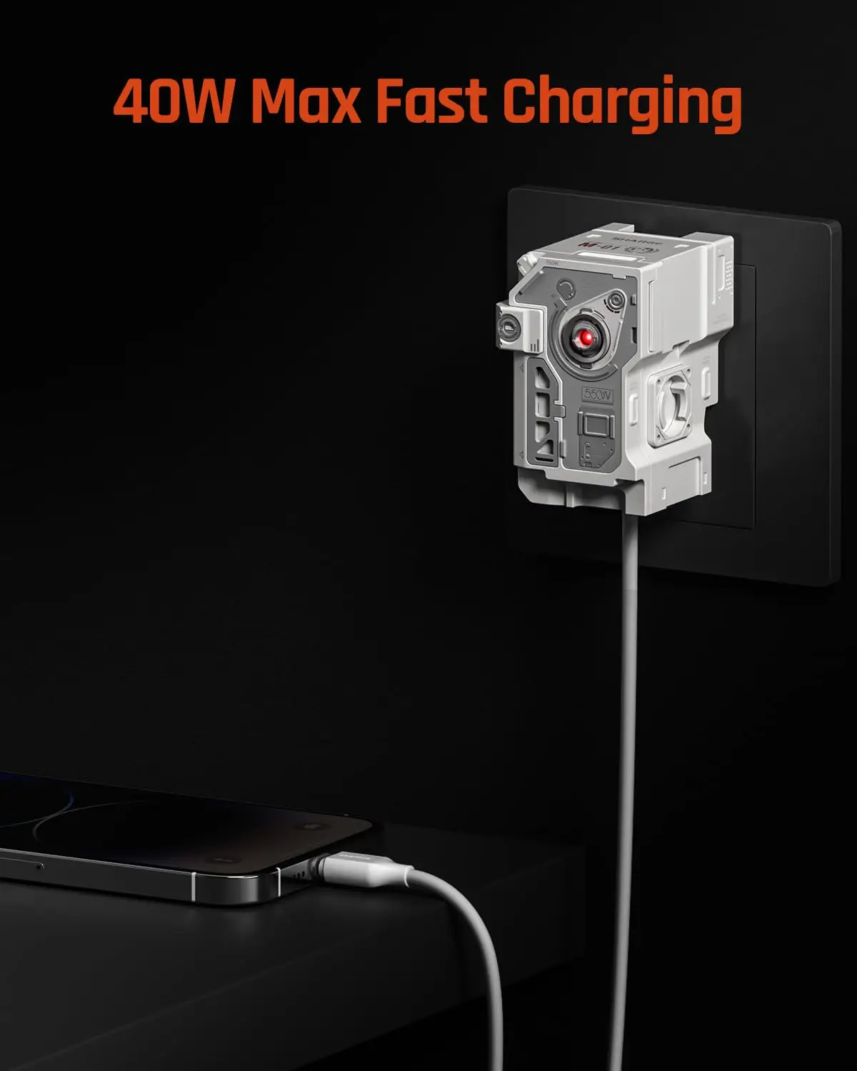 SHARGE MOSS Charger USB C 40W GaN Wall Charger Multiport Quick Charging Station PPS PD 3.0 for iPhone Dell XPS Pixel and More