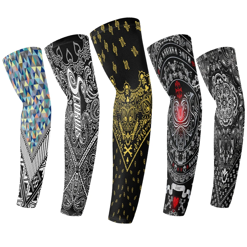 

Пара быстросохнущих солнцезащитных рукавов для летней езды на велосипеде, ледяной шелк, татуировки, защиты рук, нескользящие УФ-защиты для спортивной рыбалки, пешего туризма