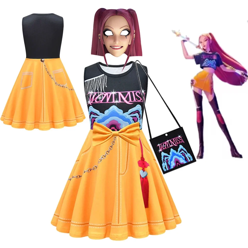 

Костюм на Хэллоуин 2025 года de chasseurs de démons K-pop pour enfants, косплей Huntrix Rumi Zoey, булочка pour filles, vêtements de