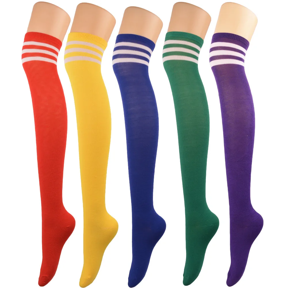 

White Black Stripes Football Soccer Socks For Men Teenages Kids Boys Over the Calf Baseball Rugby Athletic Socks Women Girls