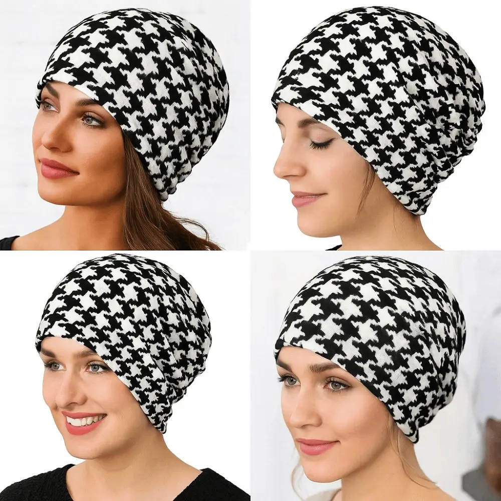 Contrasting Colors Pullover Hat Multifunctional Scarf Pullover Hat Casual Hedging Cap Plaid Print Keep Warm Women's Pile Hat