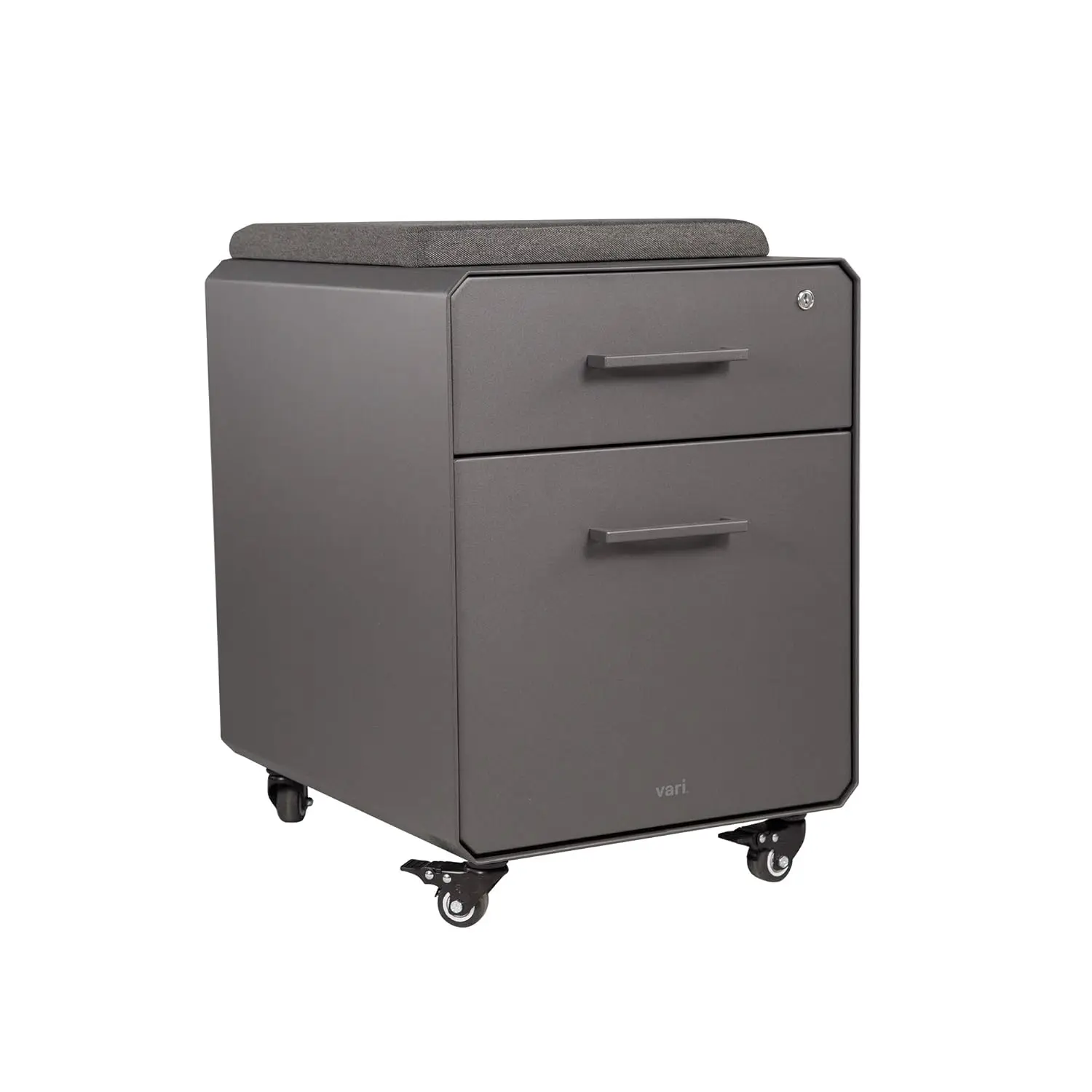 

2 Drawer Mobile Cabinet With Seat, Lockable Steel Storage, Home & Office Casters, Customized