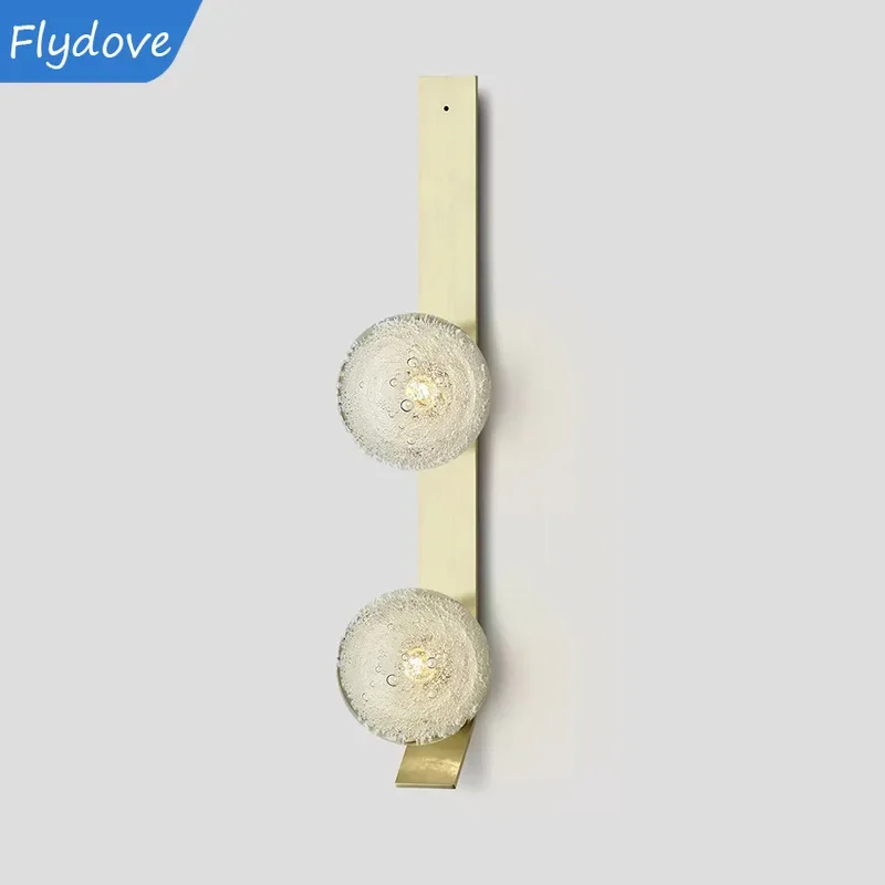 Lámpara de pared con bombilla de burbuja de cristal nórdico, candelabro de pared de Metal de lujo con luz dorada, lámpara Led para dormitorio, mesita de noche, luces para pasillo, decoración del hogar